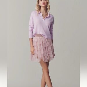 Anthropologie NWT// Pink tulle ruffle mini skirt // Retail $79.95 // XS